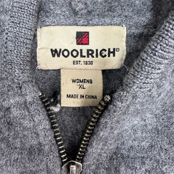 Woolrich Wool Sweater Jacket WMNS XL Onyx Heather Colorblock Hooded Zip Dotted - Picture 4 of 12